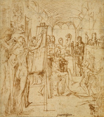 Interno di uno studio di pittore da Parmigianino